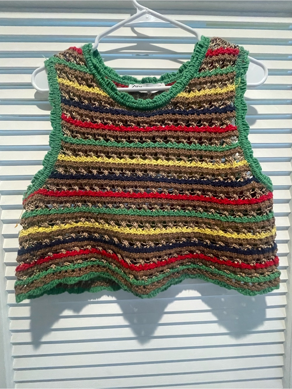 Zara Green and Brown Knit Top